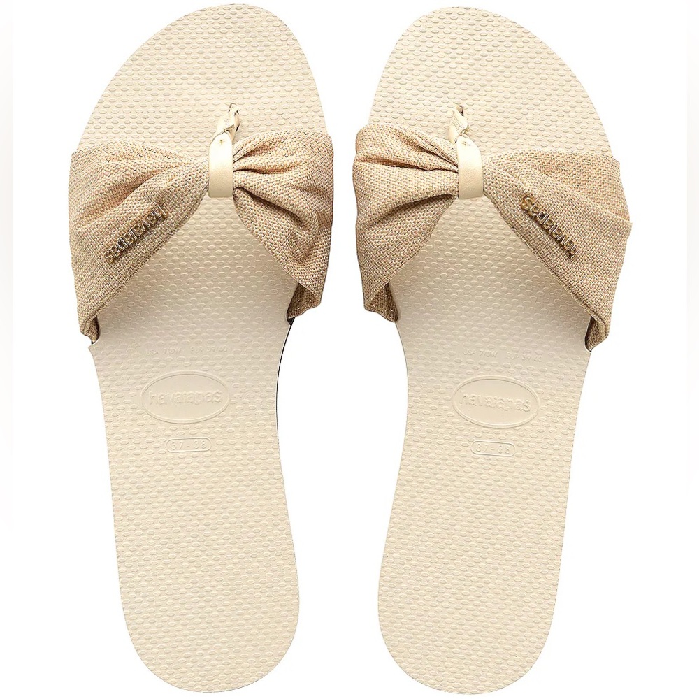 NWT Havaianas You St. Tropez Shine Sandal - Size US 5/6, Beige